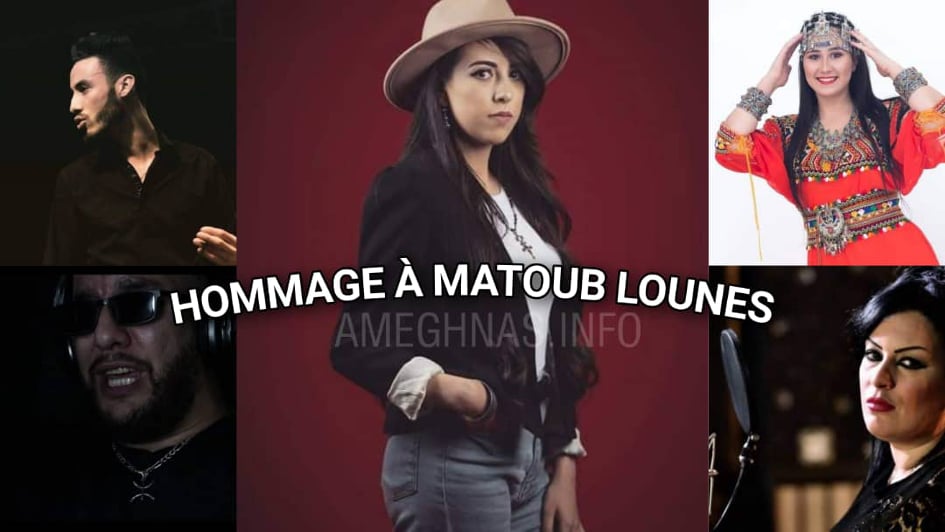 Les jeunes chanteurs en hommage à Matoub : Taous Arehab, Noredine Kherdouche, Yasmine Taleb, Nassima Ait Ami et Newfel Faod